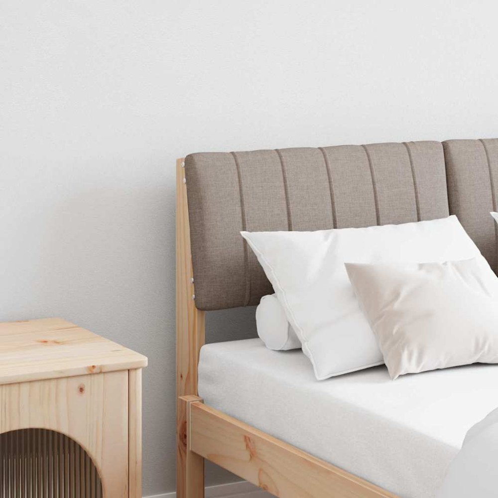 vidaXL Klädd sänggavel Taupe 120 cm Massiv furu