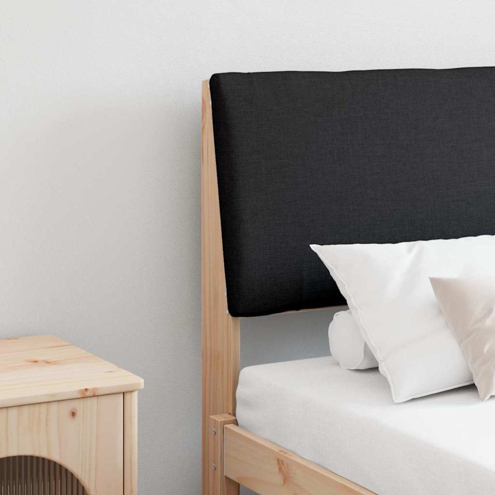 vidaXL Klädd sänggavel Svart 180 cm Massiv furu