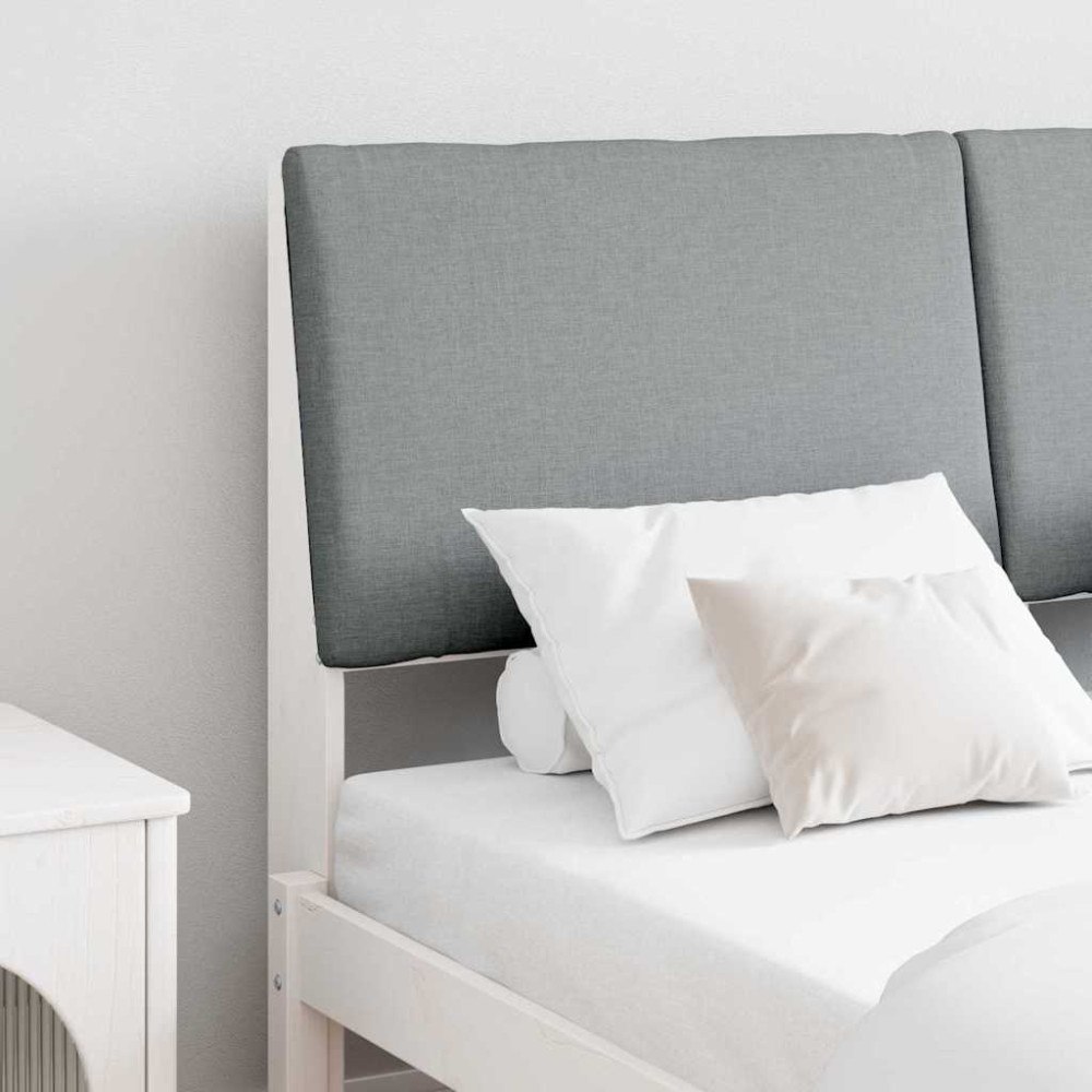 vidaXL Klädd sänggavel Ljusgrå 150 cm Massiv furu