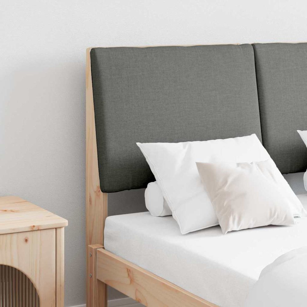 vidaXL Klädd sänggavel Mörkgrå 135 cm Massiv furu