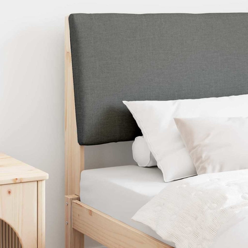 vidaXL Klädd sänggavel Mörkgrå 90 cm Massiv furu