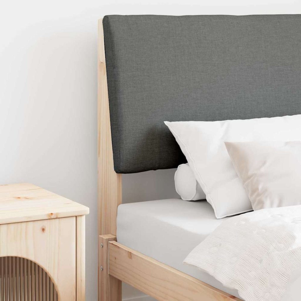 vidaXL Klädd sänggavel Mörkgrå 80 cm Massiv furu