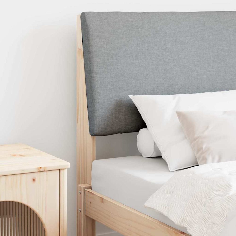 vidaXL Klädd sänggavel Ljusgrå 75 cm Massiv furu
