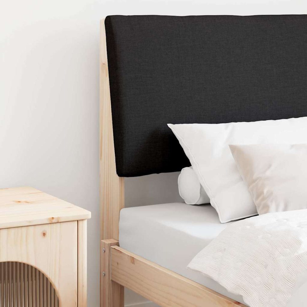 vidaXL Klädd sänggavel Svart 75 cm Massiv furu