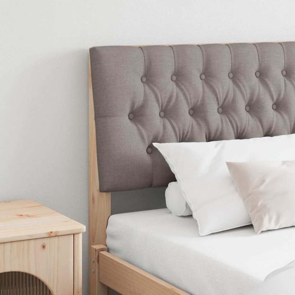 vidaXL Klädd sänggavel Taupe 200 cm Massiv furu