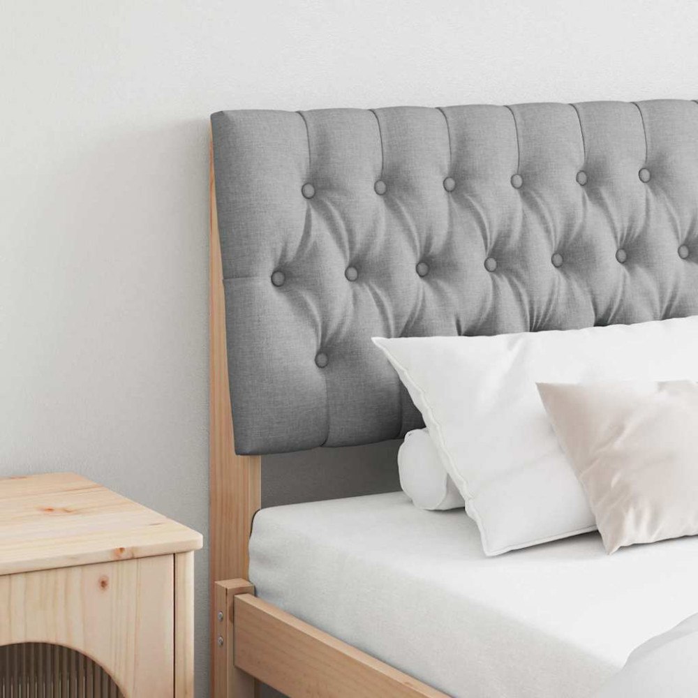 vidaXL Klädd sänggavel Ljusgrå 180 cm Massiv furu