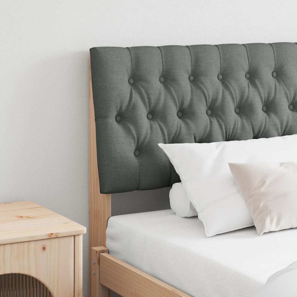 vidaXL Klädd sänggavel Mörkgrå 180 cm Massiv furu