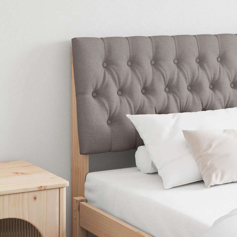 vidaXL Klädd sänggavel Taupe 180 cm Massiv furu