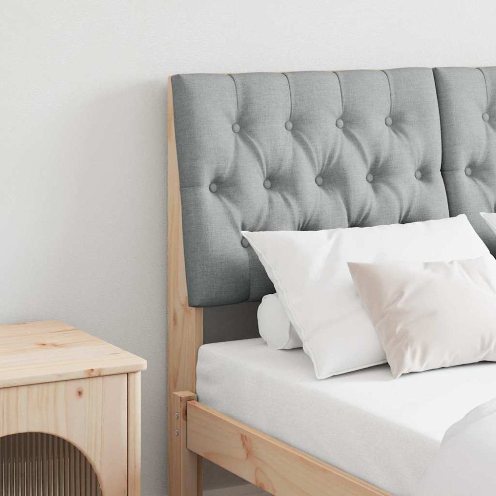vidaXL Klädd sänggavel Ljusgrå 120 cm Massiv furu