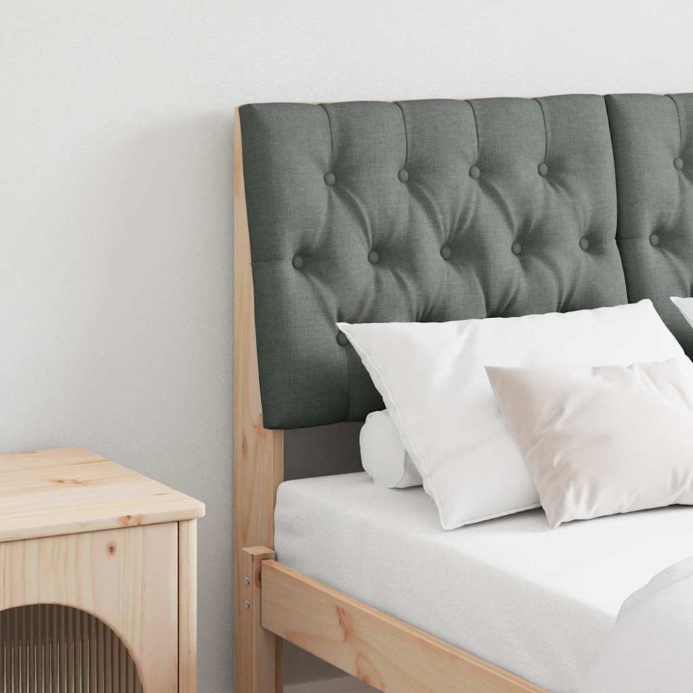 vidaXL Klädd sänggavel Mörkgrå 120 cm Massiv furu