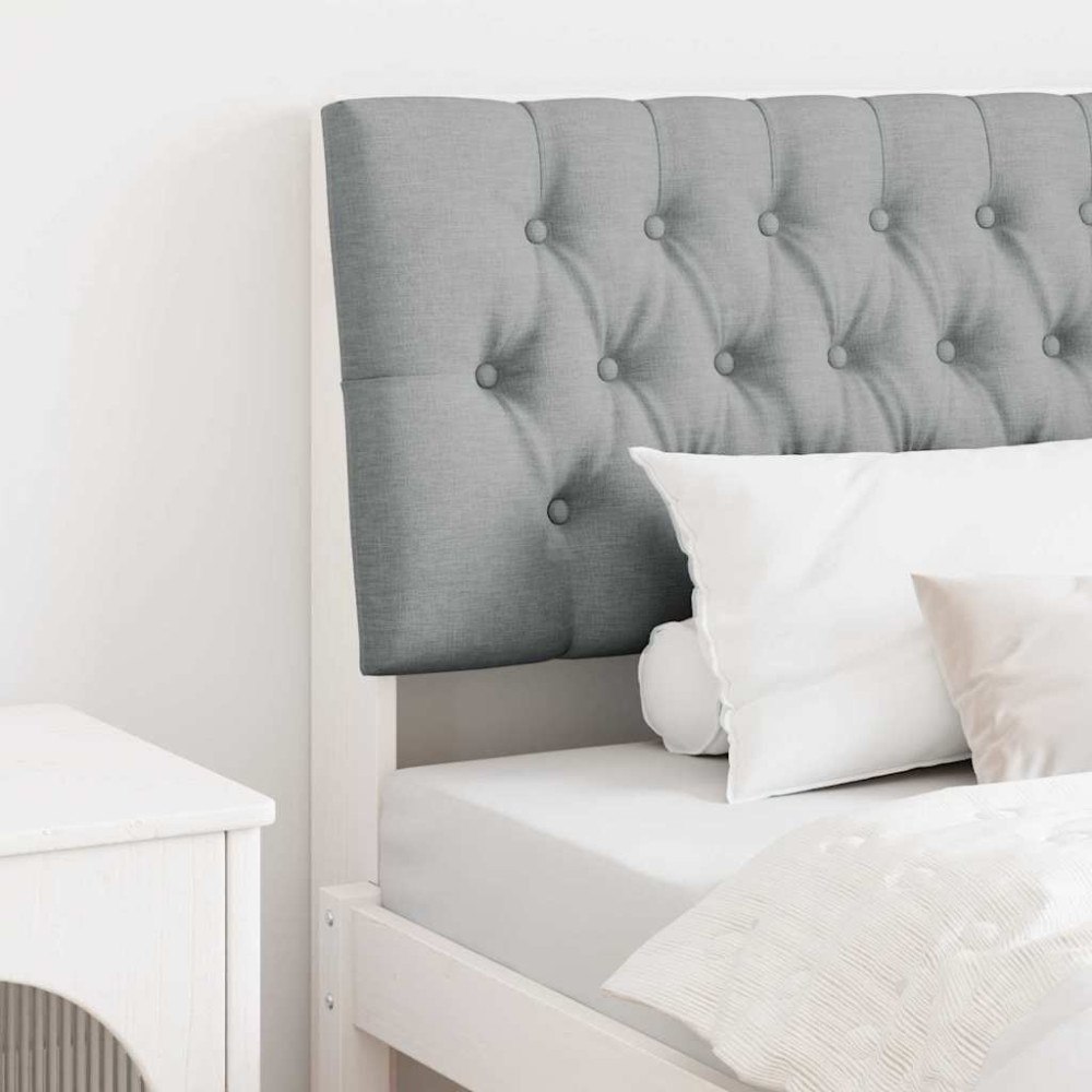 vidaXL Klädd sänggavel Ljusgrå 100 cm Massiv furu