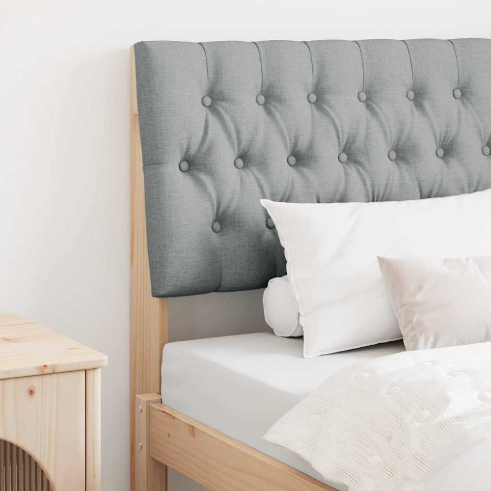 vidaXL Klädd sänggavel Ljusgrå 90 cm Massiv furu