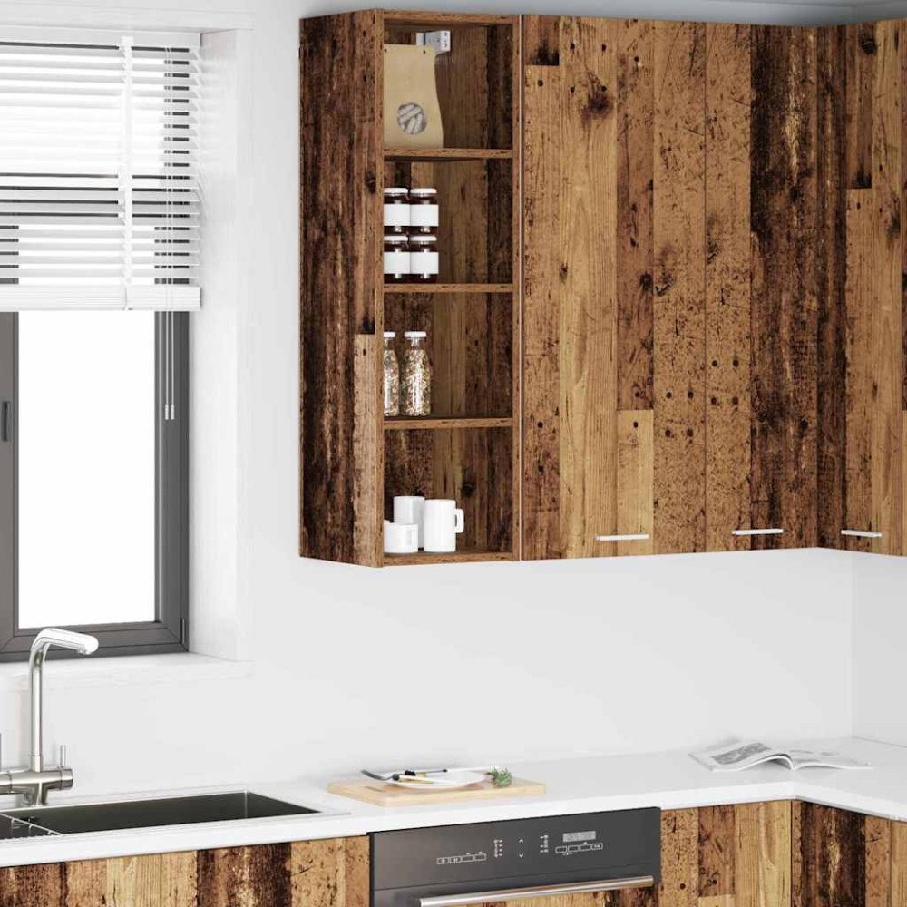 vidaXL Hängande skåp Gammalt trä 30 x 29,5 x 100 cm Konstruerat trä