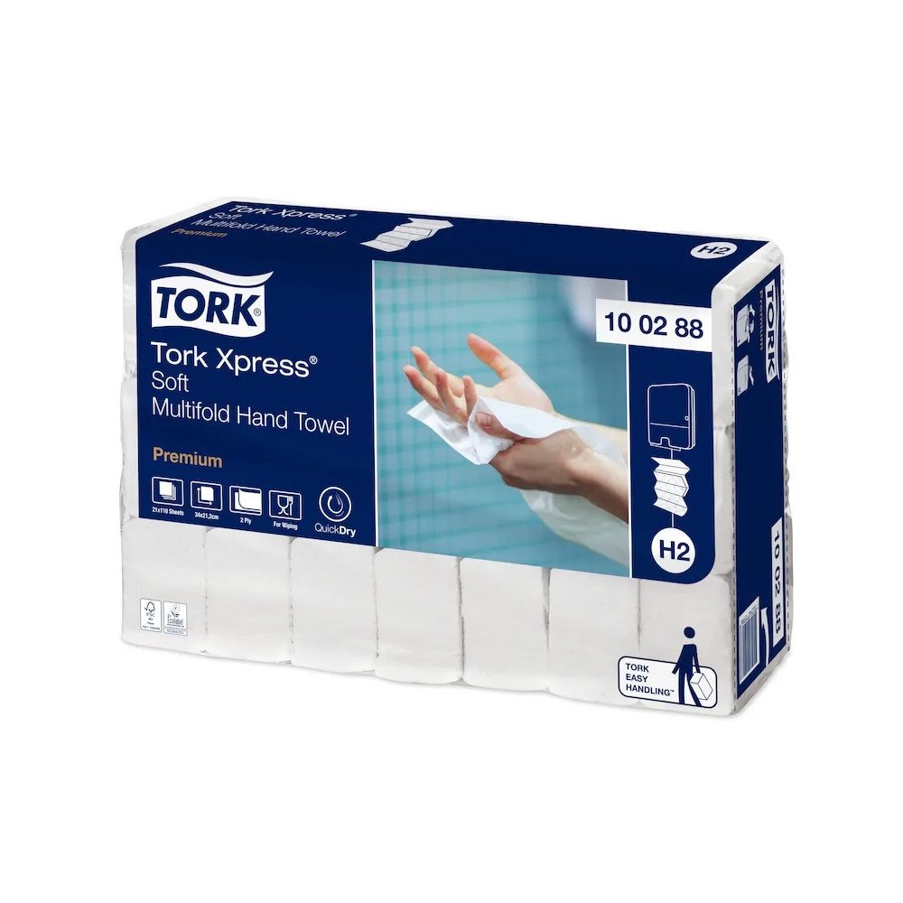TORK Tork Premium Soft H2 - pappershandduk - 110 ark - kvartsvikning - vit