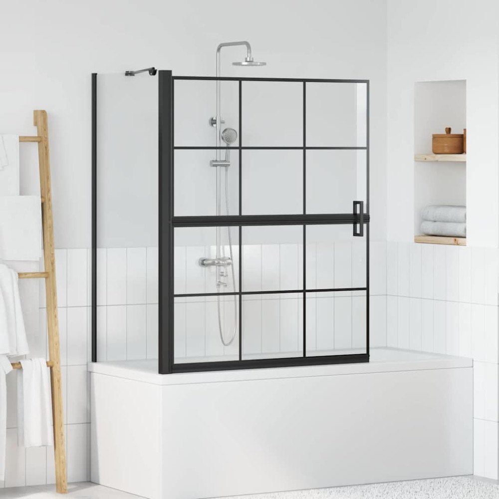 vidaXL Duschskärm för Bad Svart och transparent 100 x 67 x 129.5 cm