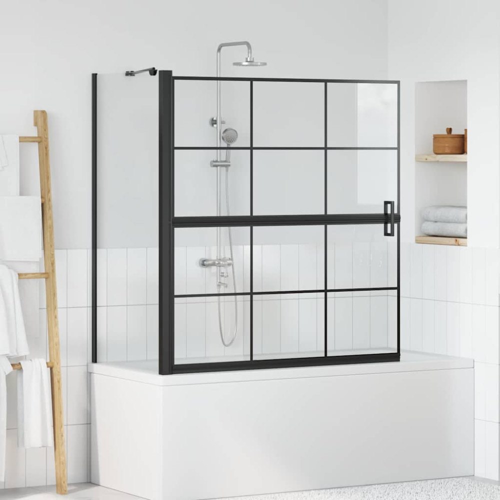 vidaXL Duschskärm för Bad Svart och transparent 116 x 67 x 129.5 cm