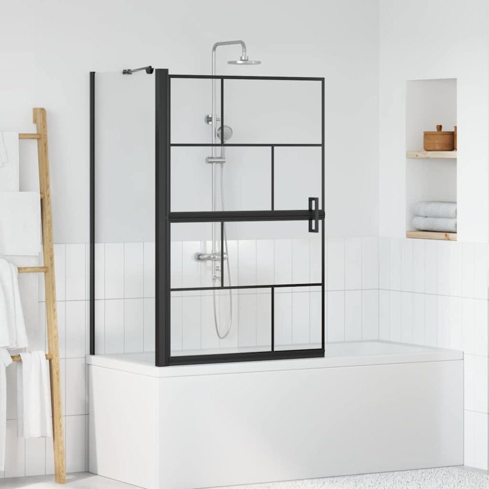 vidaXL Duschskärm för Bad Svart och transparent 80 x 67 x 129.5 cm