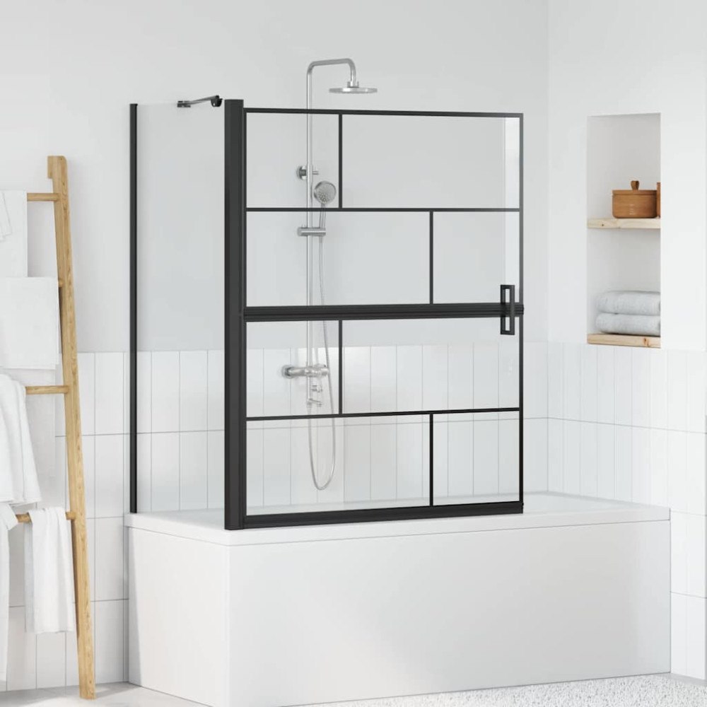 vidaXL Duschskärm för Bad Svart och transparent 100 x 67 x 129.5 cm