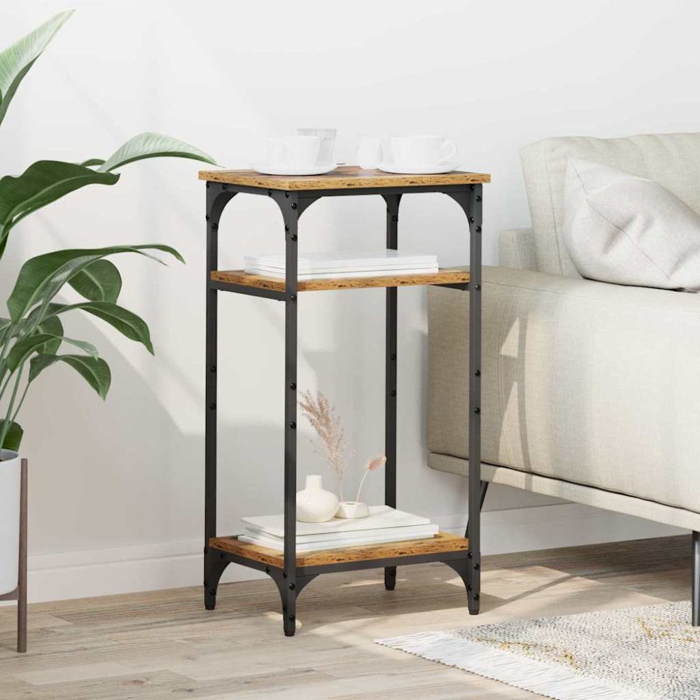 vidaXL Sidobord med hylla Gammalt trä 40 x 30 x 75 cm Konstruerat trä