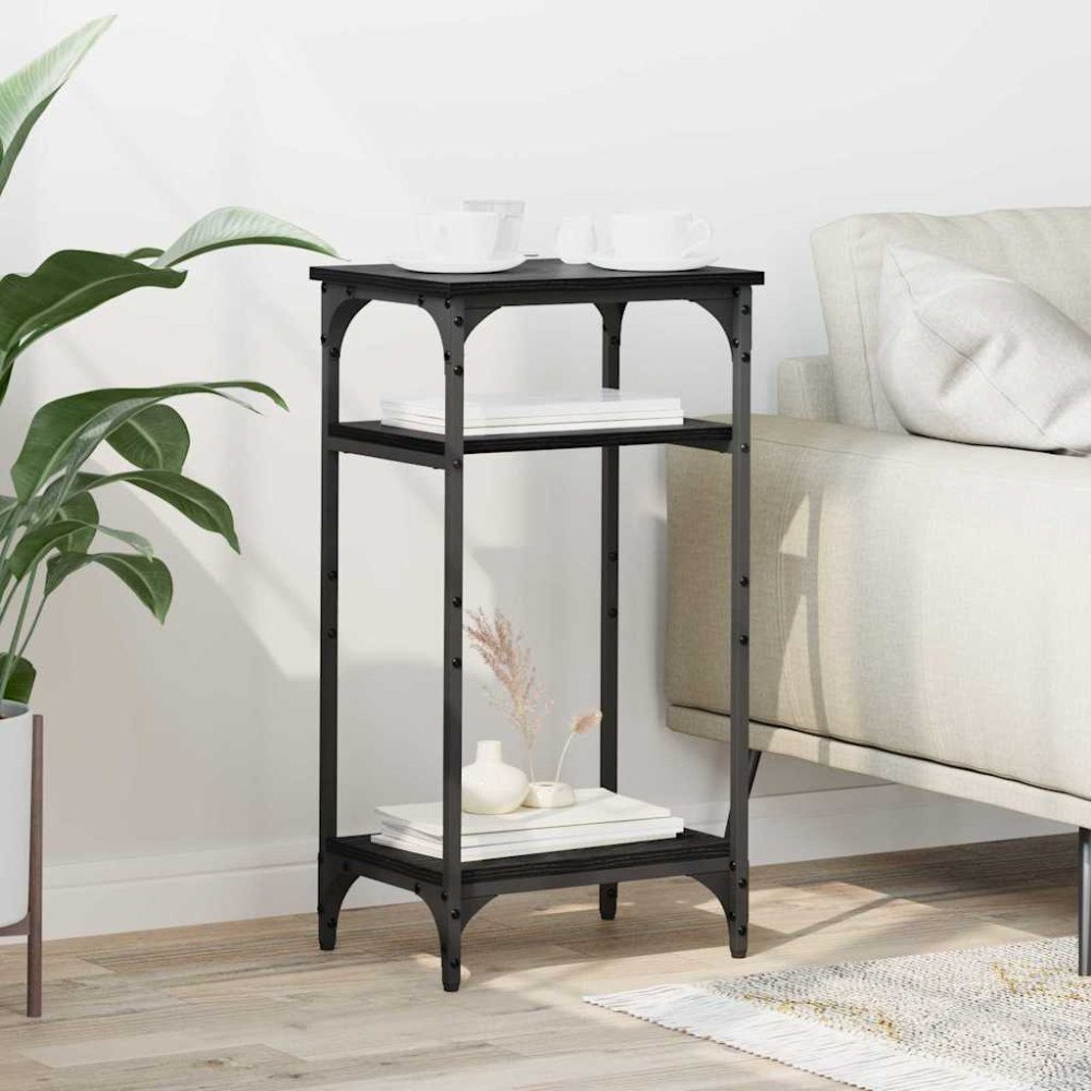 vidaXL Sidobord med hylla Svart Ek 40 x 30 x 75 cm Konstruerat trä