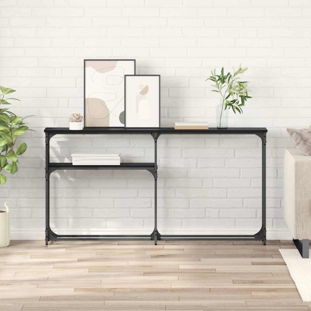 vidaXL Konsolbord Svart Ek 146 x 22.5 x 75 cm Konstruerat trä