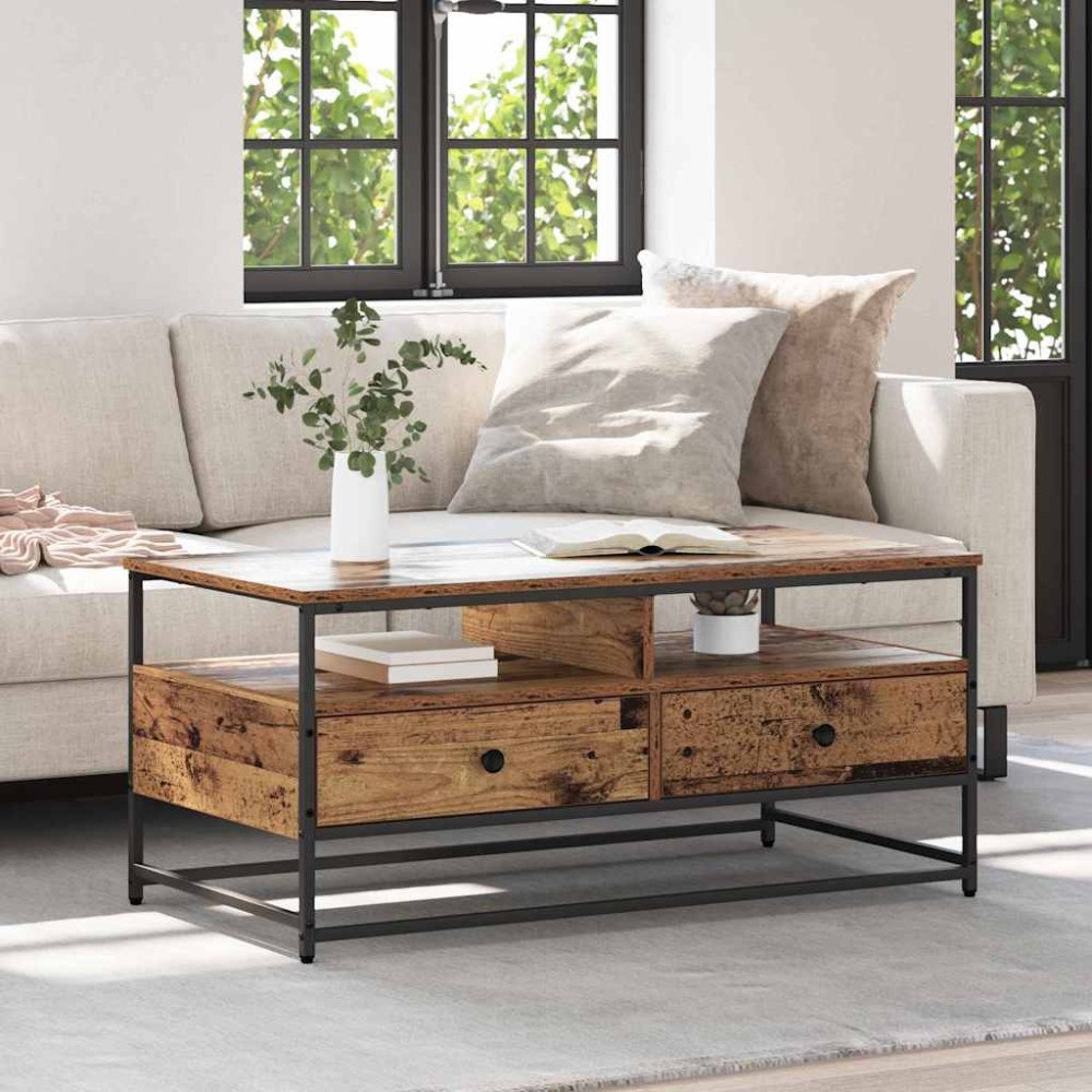 vidaXL Kaffeebord Gammalt trä 100 x 51 x 45 cm Konstruerat trä