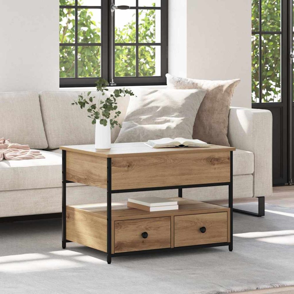 vidaXL Kaffeebord Artisan Ek 70 x 50 x 54.5 cm Konstruerat trä