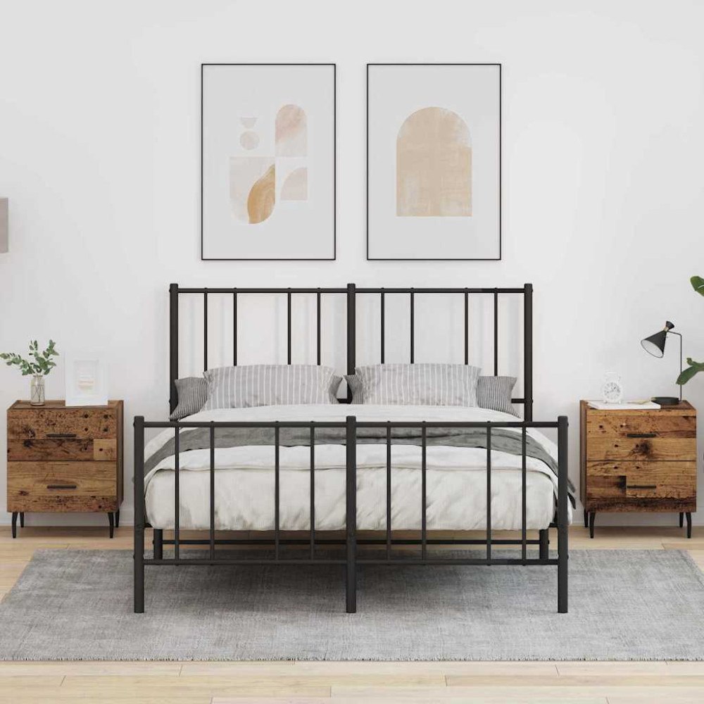 vidaXL Nattduksbord med låda 2 pcs Gammalt trä 40 x 35 x 47.5 cm