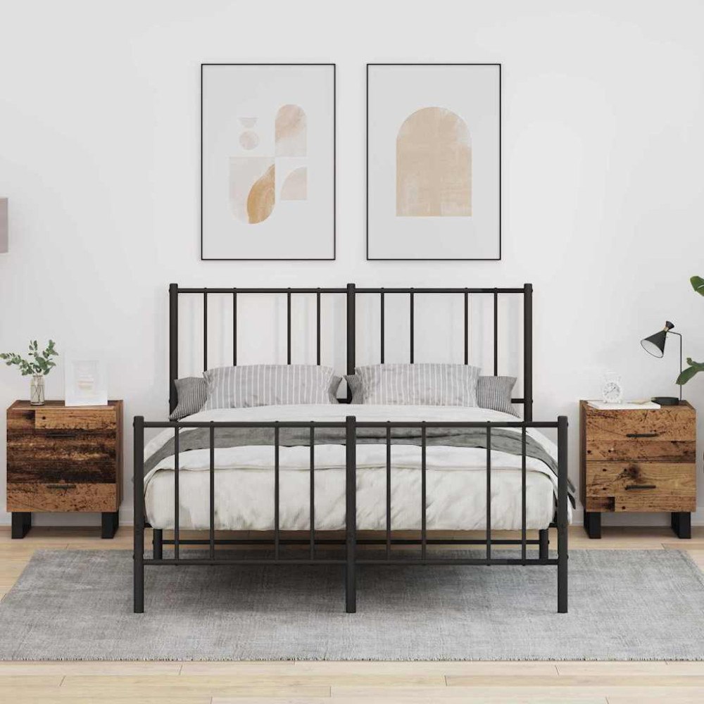 vidaXL Nattduksbord med låda 2 pcs Gammalt trä 40 x 35 x 47.5 cm