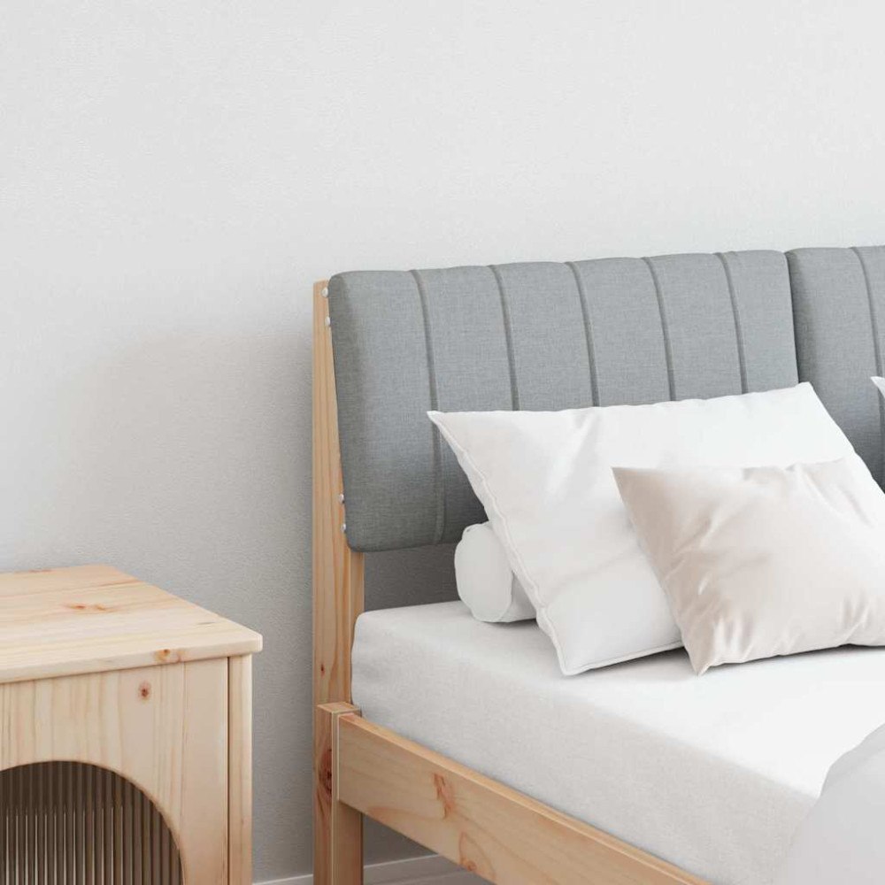 vidaXL Klädd sänggavel Ljusgrå 120 cm Massiv furu