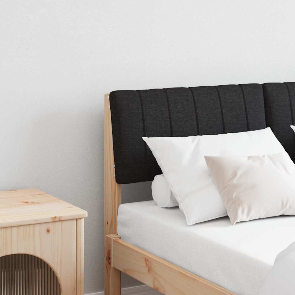 vidaXL Klädd sänggavel Svart 120 cm Massiv furu