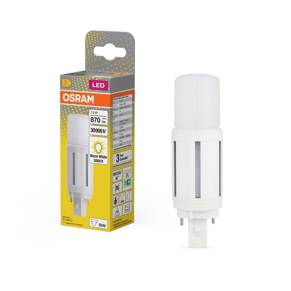 OSRAM Dulux LED D VT EM & AC Mains 7,5W 830 G24D