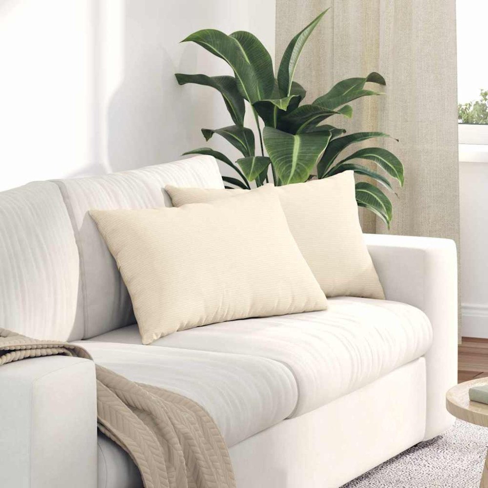 vidaXL Sofakuddar 2 pcs Kräm 60 x 40 cm Kordread tyg