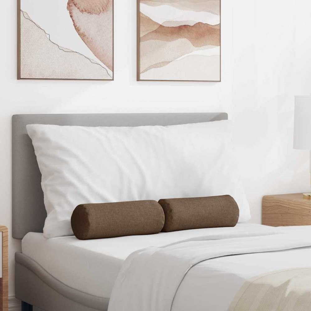 vidaXL Bolsterkuddar 2 pcs Brun Ø 15 x 40 cm tyg