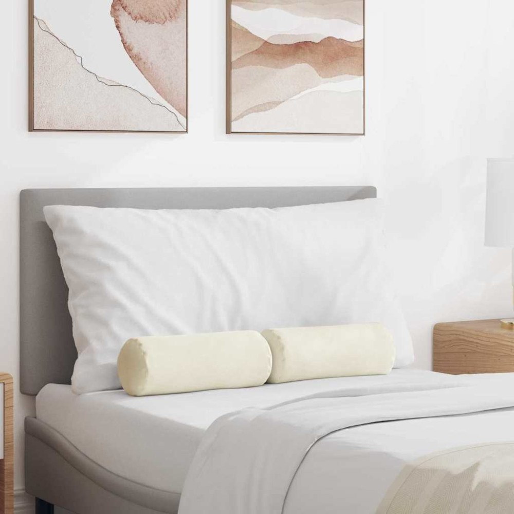 vidaXL Bolsterkuddar 2 pcs Kräm Ø 15 x 40 cm Kordread tyg