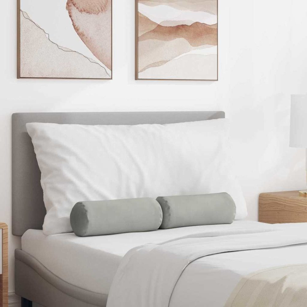 vidaXL Bolsterkuddar 2 pcs Ljusgrå Ø 15 x 40 cm Mikrofiber Tyg