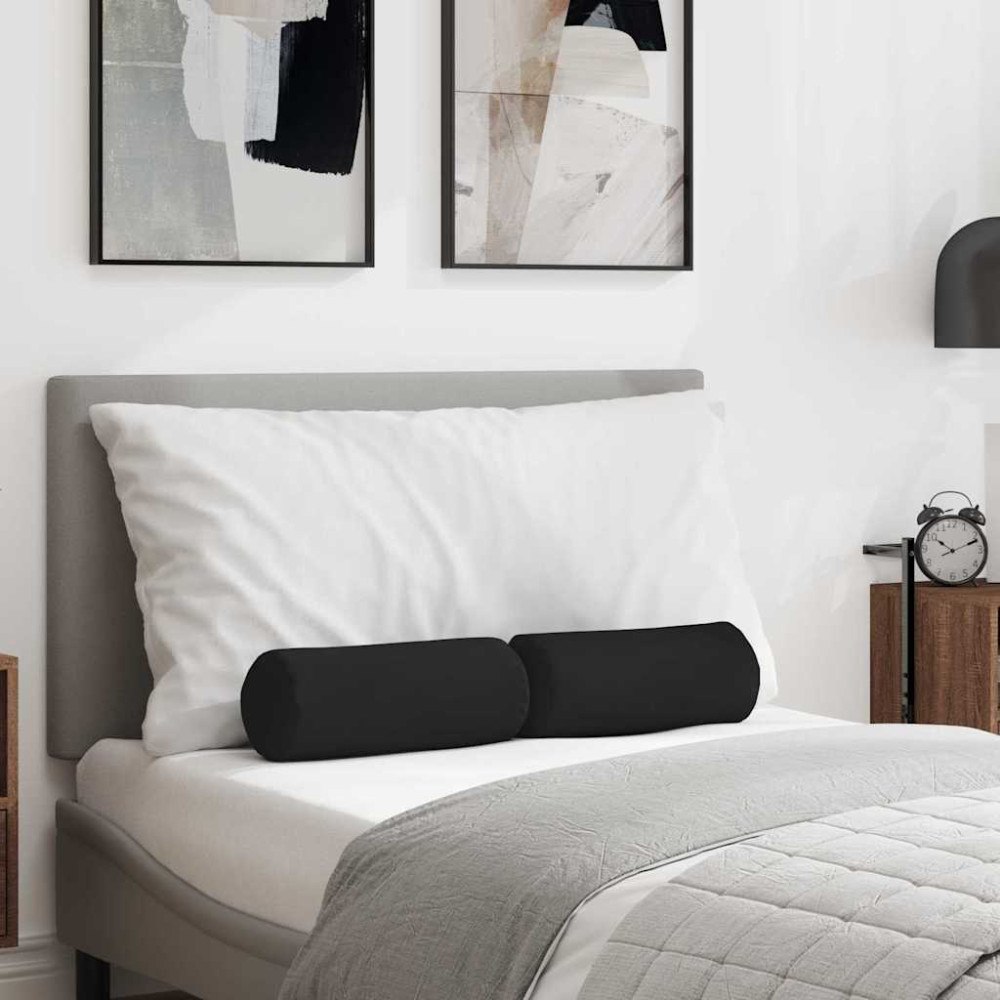 vidaXL Bolsterkuddar 2 pcs Svart Ø 15 x 40 cm Mikrofiber Tyg