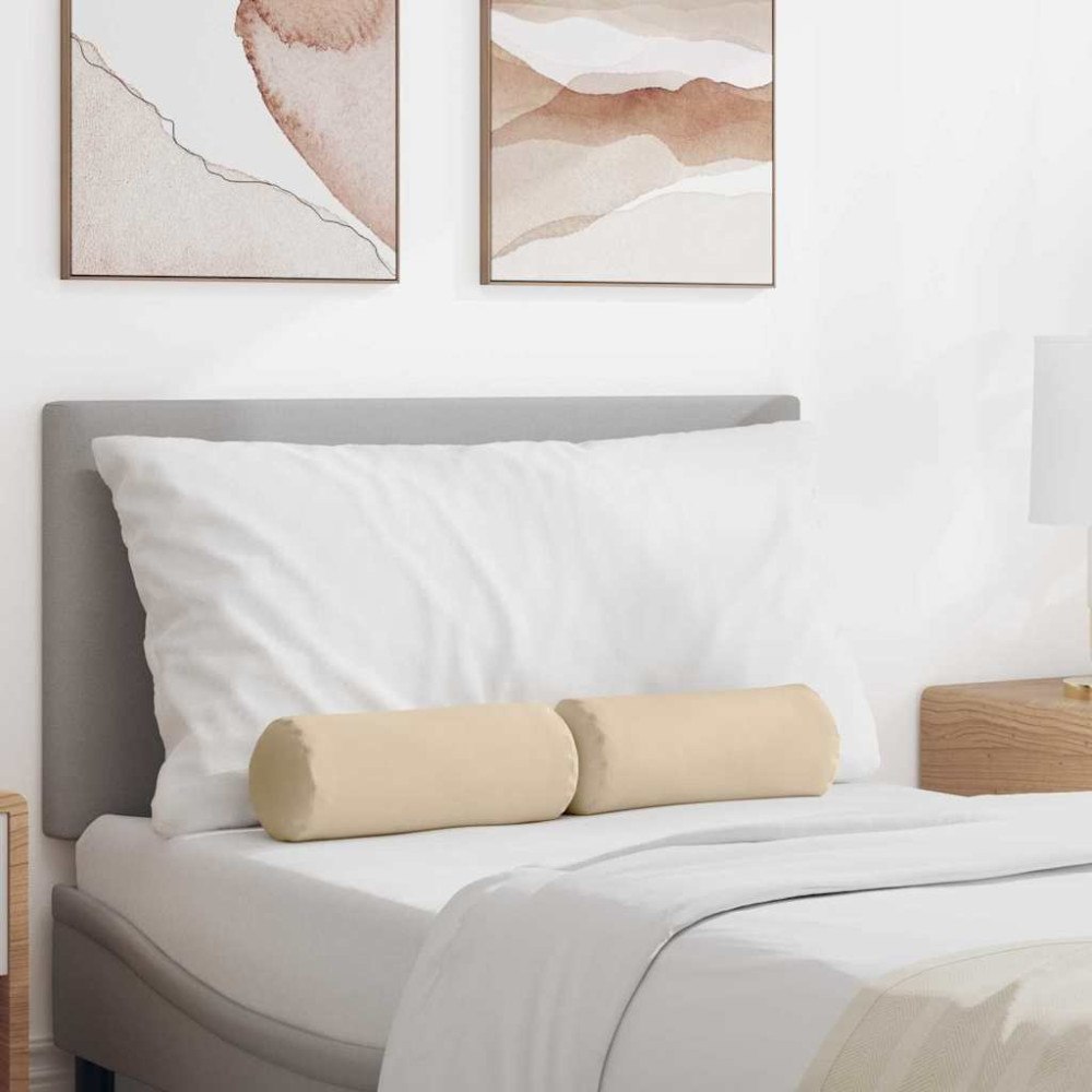 vidaXL Bolsterkuddar 2 pcs Kräm Ø 15 x 40 cm Mikrofiber Tyg