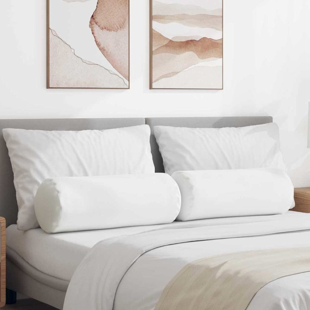 vidaXL Bolsterkuddar 2 pcs Vit Ø 25 x 70 cm tyg