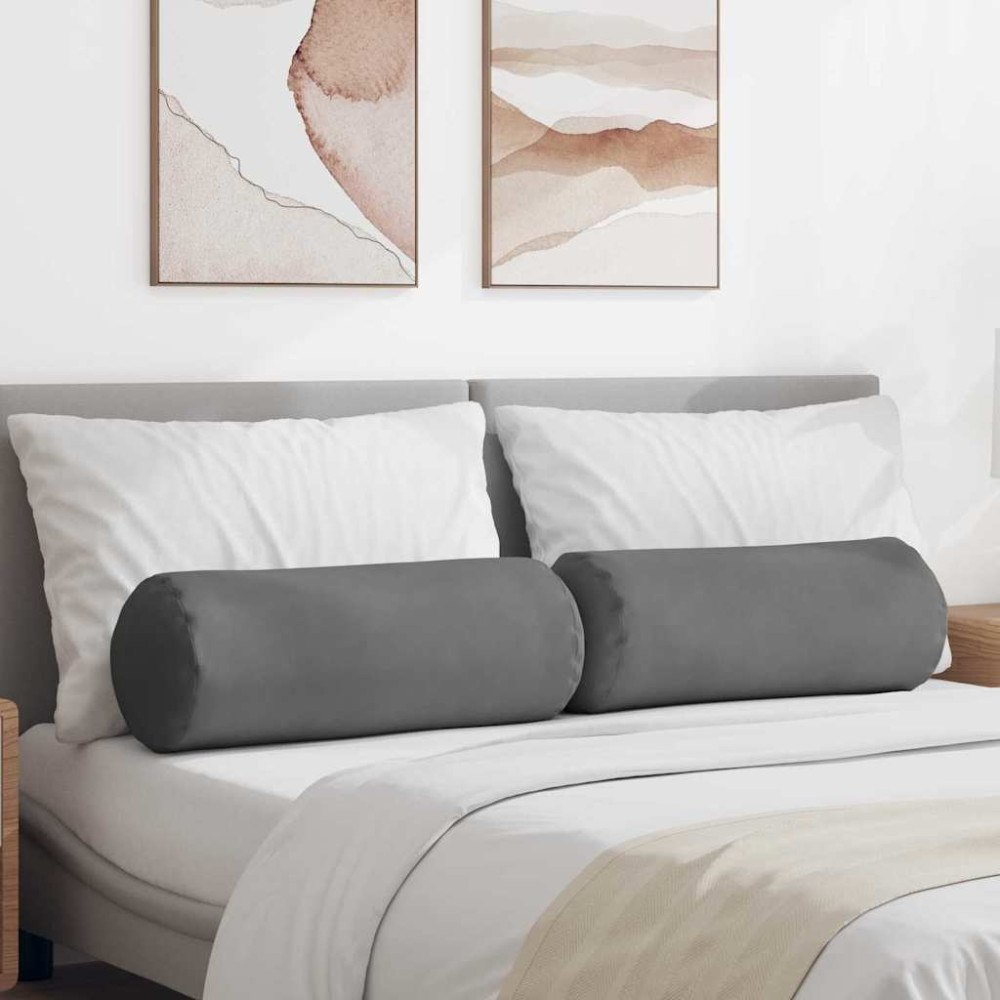 vidaXL Bolsterkuddar 2 pcs Mörkgrå Ø 25 x 70 cm Mikrofiber Tyg