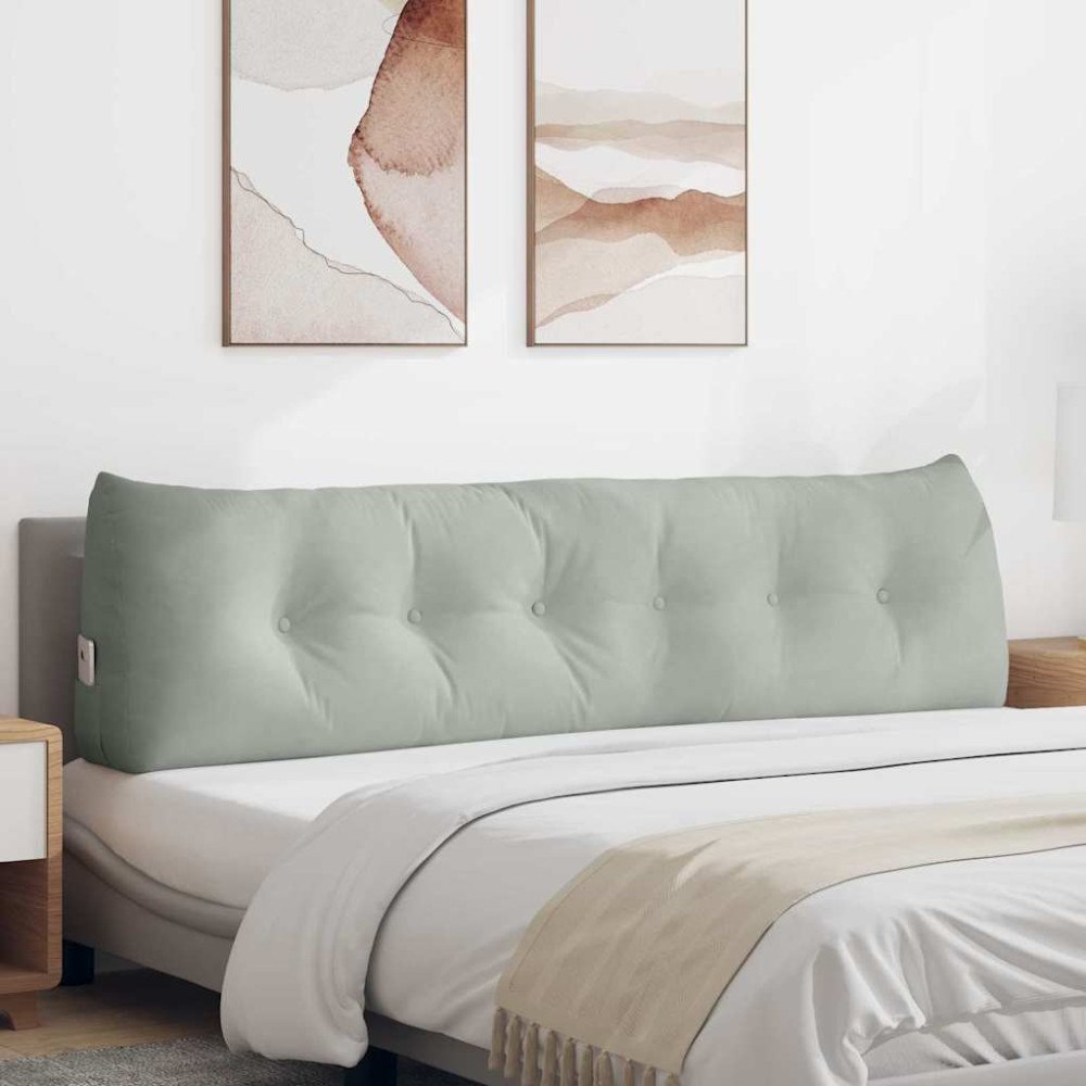 vidaXL Ryggkudde Ljusgrå 180 x 24 x 50 cm Sammet