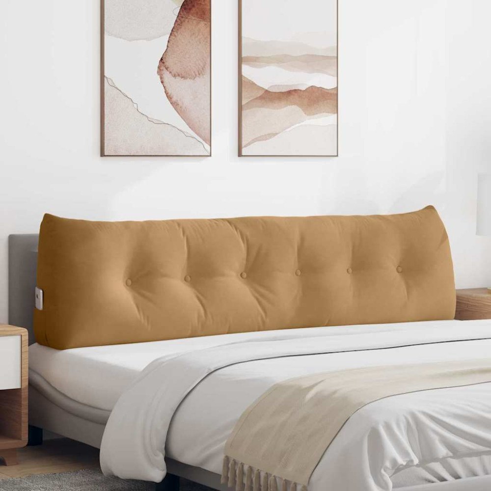 vidaXL Ryggkudde Brun 180 x 24 x 50 cm Sammet