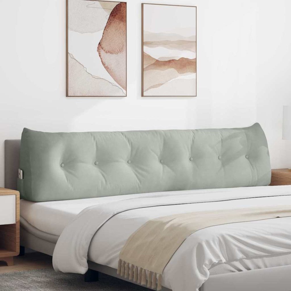 vidaXL Ryggkudde Ljusgrå 200 x 24 x 50 cm Sammet