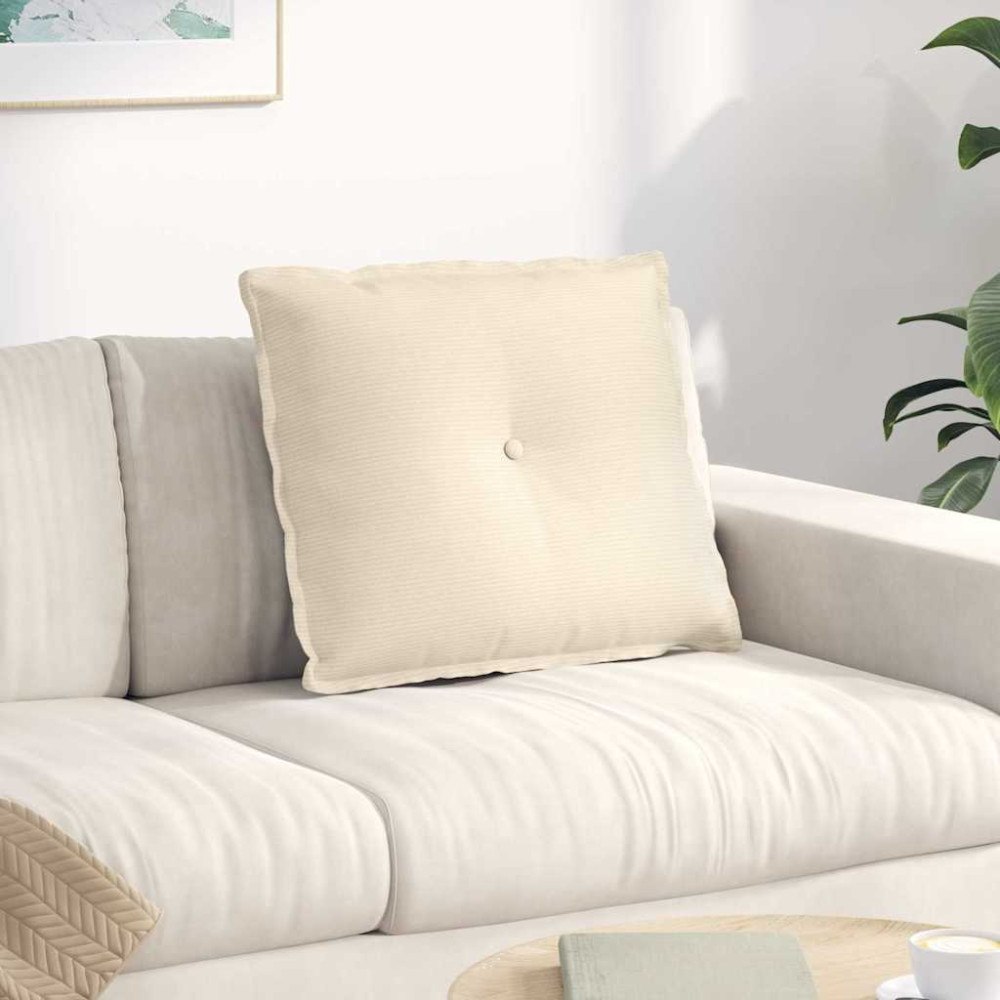 vidaXL Ryggkudde Kräm 60 x 50 cm Kordread tyg