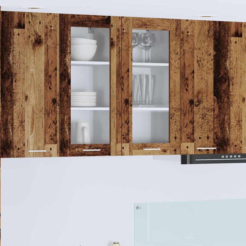 vidaXL Hängande skåp 2 pcs Gammalt trä 40 x 31 x 80 cm Konstruerat trä