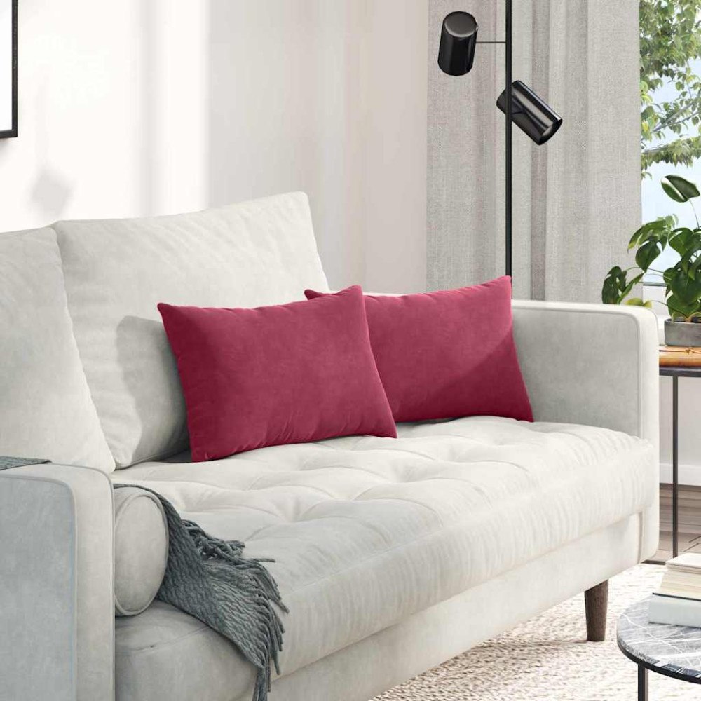 vidaXL Sofakuddar 2 pcs Vinröd 50 x 30 cm Kordread tyg