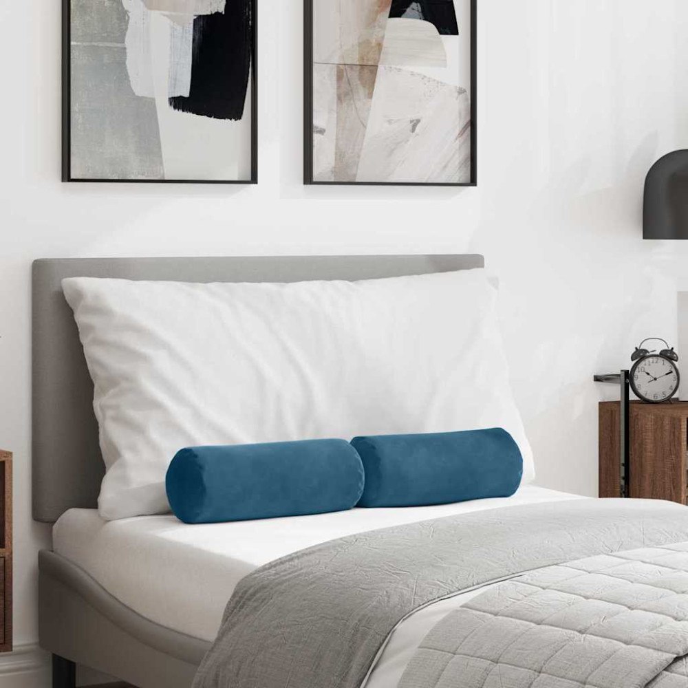 vidaXL Bolsterkuddar 2 pcs Blå Ø 15 x 40 cm Kordread tyg