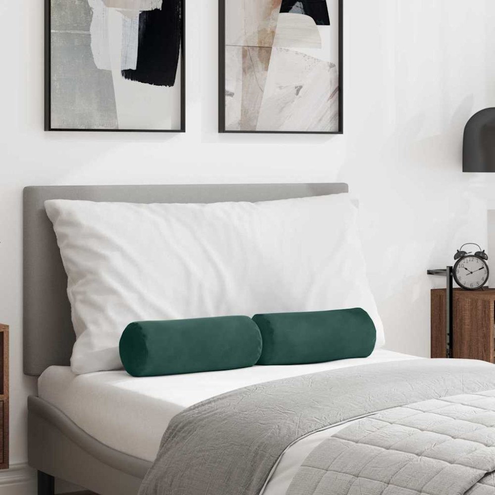 vidaXL Bolsterkuddar 2 pcs Mörkgrön Ø 15 x 40 cm Kordread tyg