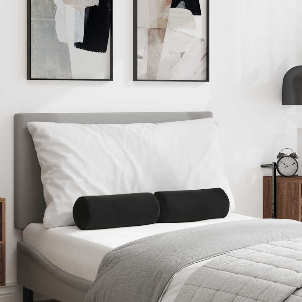 vidaXL Bolsterkuddar 2 pcs Svart Ø 15 x 40 cm Kordread tyg