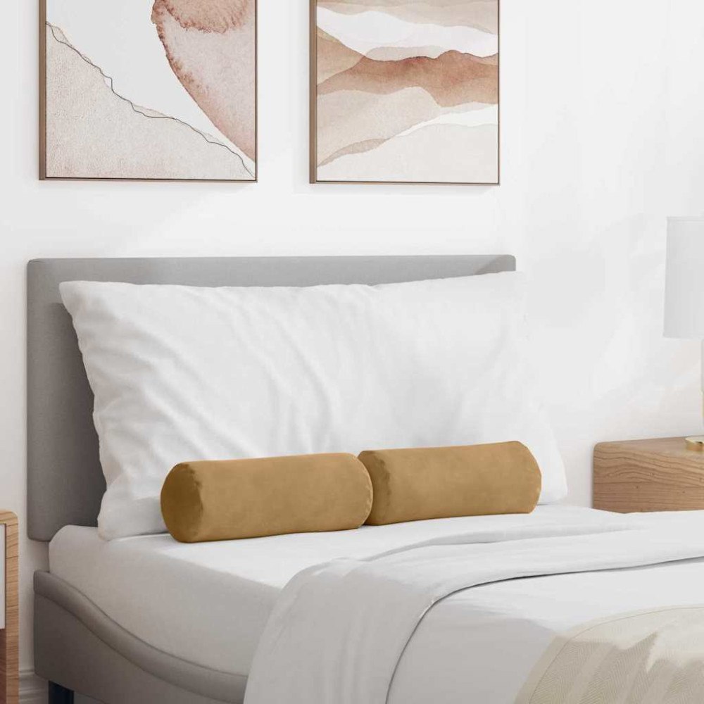 vidaXL Bolsterkuddar 2 pcs Brun Ø 15 x 40 cm Kordread tyg